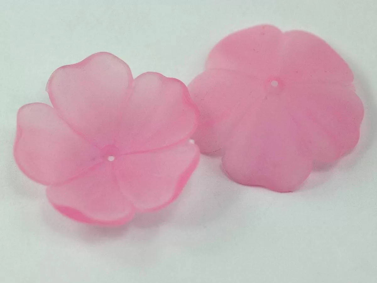 1 Vintage Pink Flower Beads 35 mm B-15