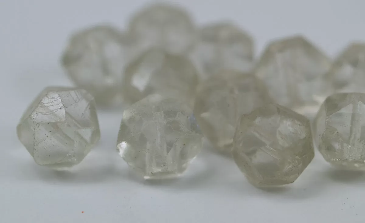 10 Vintage Glass Faceted Clear Beads ( 9 Mm ) Cv19