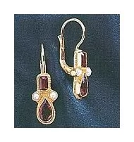 14k Eleanora Duse Garnet and Pearl Earrings