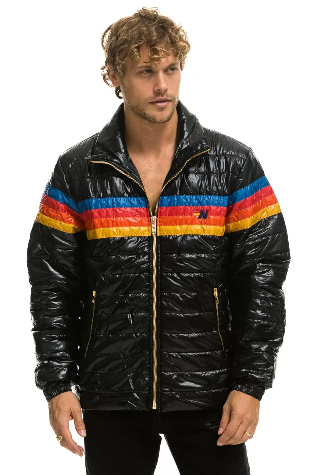 4 STRIPE TRAVELER JACKET - GLOSSY BLACK