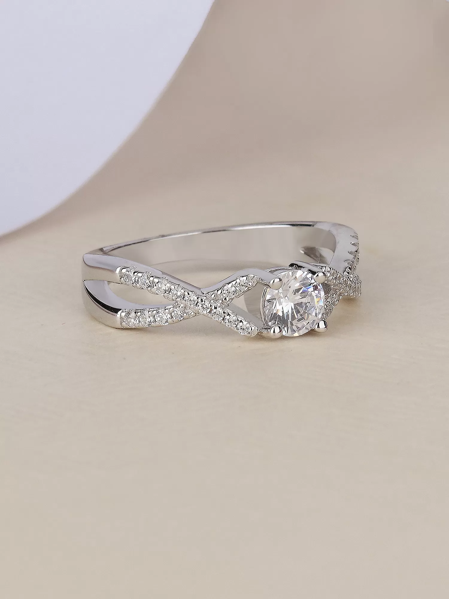 925 Silver Cubic Zirconia 0.6 Carat Solitaire Promise Ring