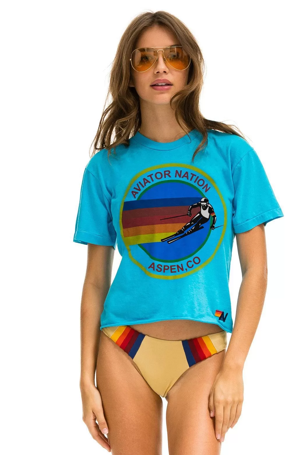 AVIATOR NATION ASPEN BOYFRIEND TEE - NEON BLUE