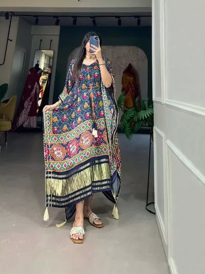 Beautiful Gaji Silk Digital Printed Kaftan Kurti