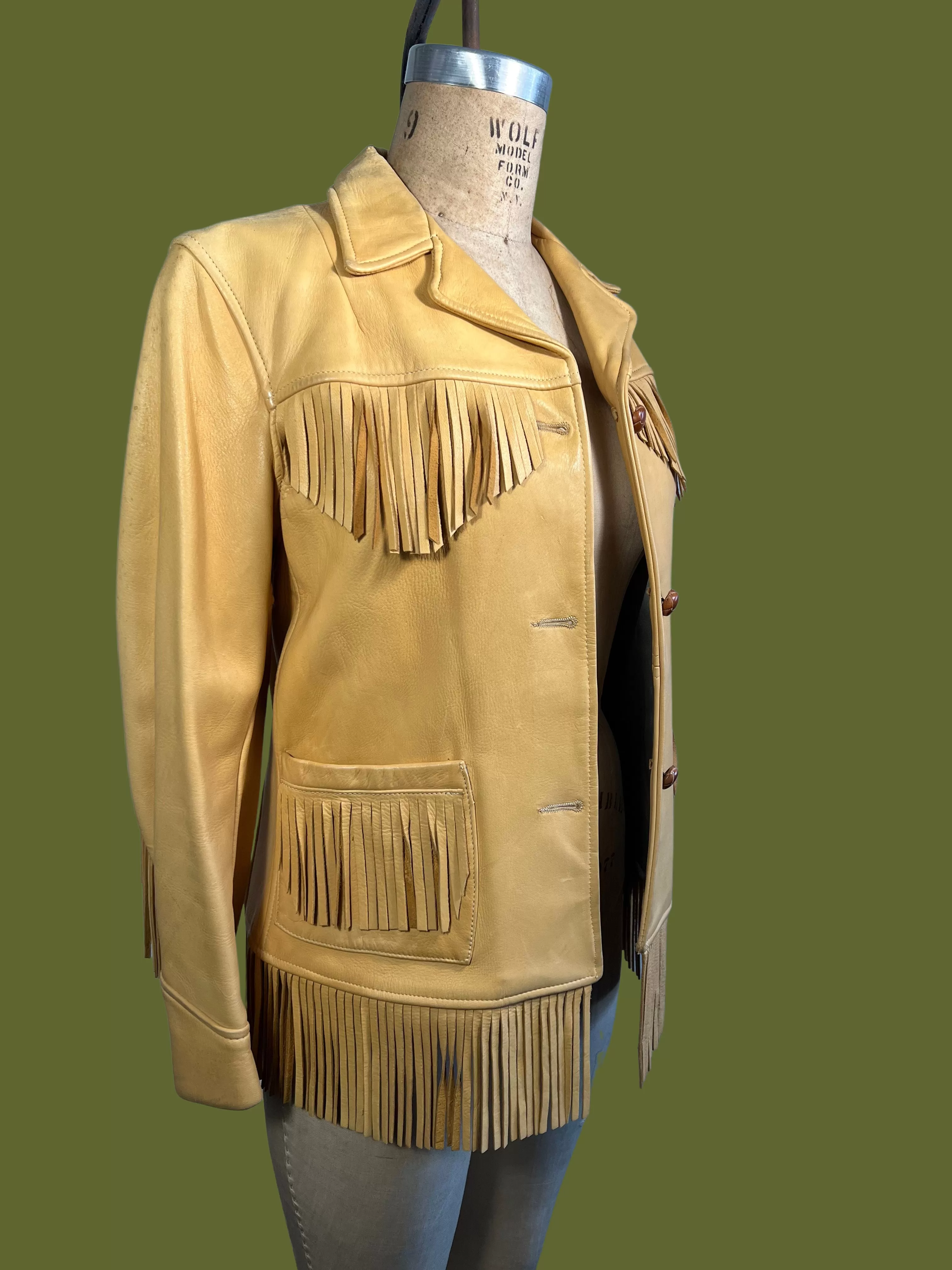 BERMAN BUCKSKIN CO. 50s 60s Buck Skin Leather Fringe Jacket, Women's Size Small