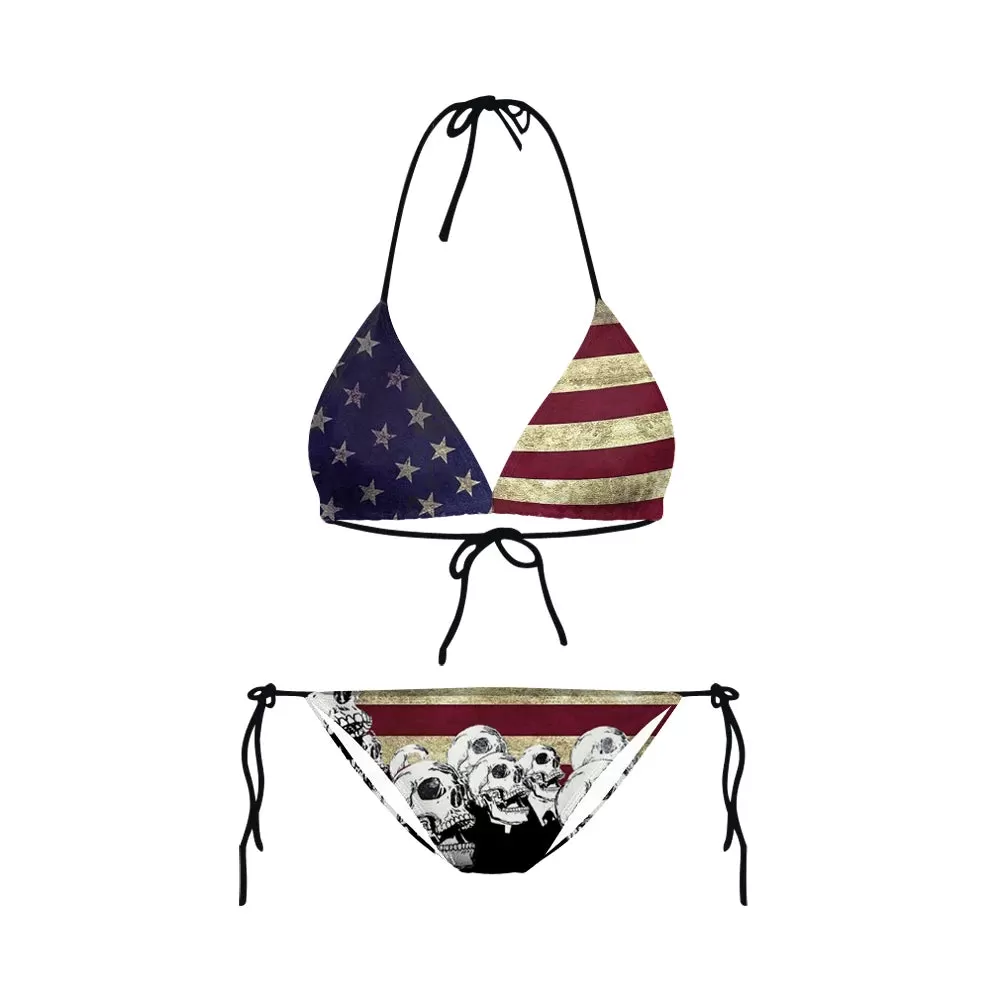 Bikini im Vintage-Totenkopf-Design mit USA-Motiv