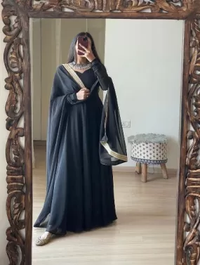 Black Anarkali Long Kurti Dupatta UK Next Day