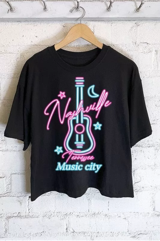 Black Nashville Retro Crop Tee