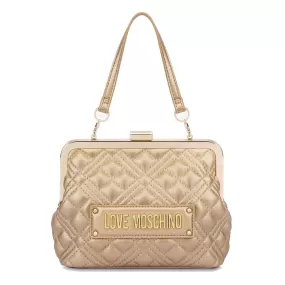 Borsa Donna a Mano con Chiusura a Scatto LOVE MOSCHINO linea Shiny Quilted Oro