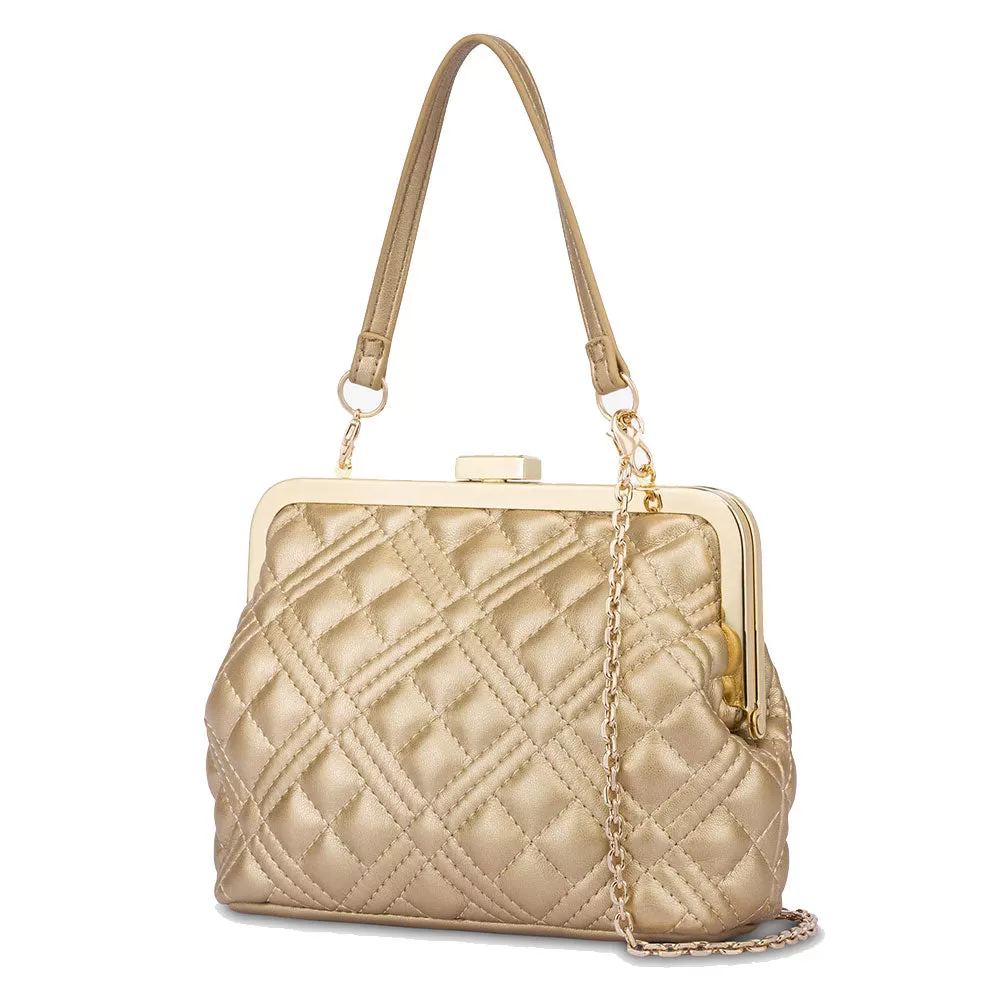 Borsa Donna a Mano con Chiusura a Scatto LOVE MOSCHINO linea Shiny Quilted Oro