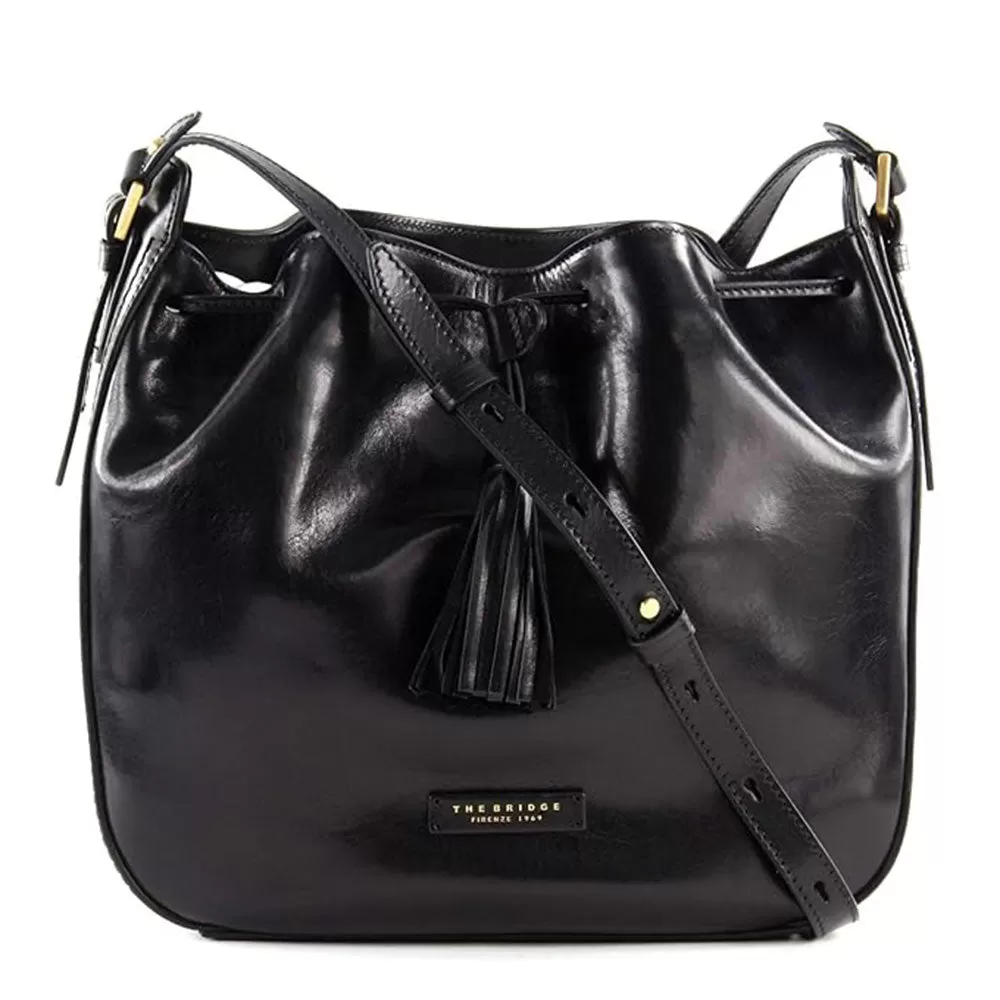 Borsa Donna a Secchiello con Tracolla THE BRIDGE in Pelle Nera linea Florentin