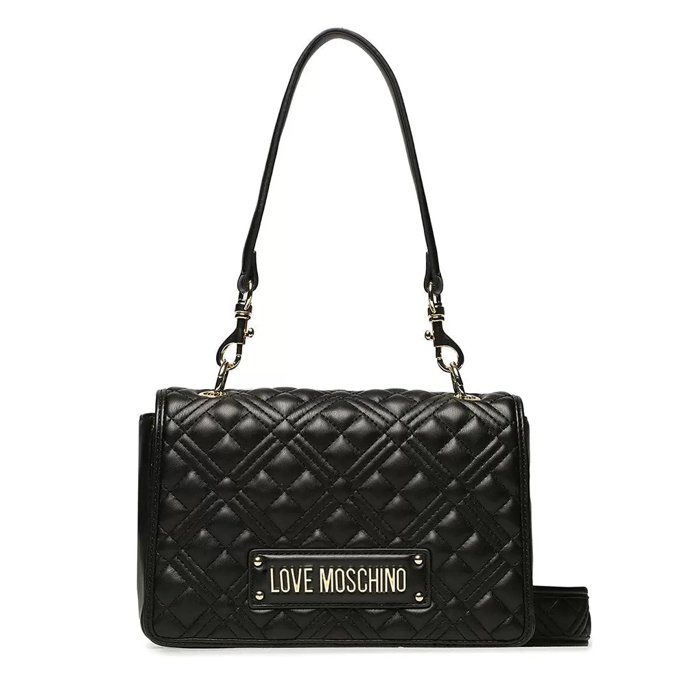 Borsa Donna Trapuntata a Spalla e Tracolla LOVE MOSCHINO linea Logo Lettering colore Nero