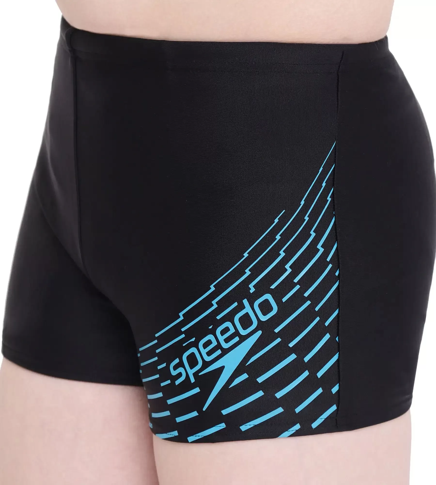 Boy's Endurance Medley Logo Aquashort - Black  &  Aquarium