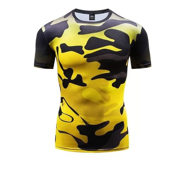 Camouflage Compression 'Liquid | Yellow' Short Sleeve Rashguard