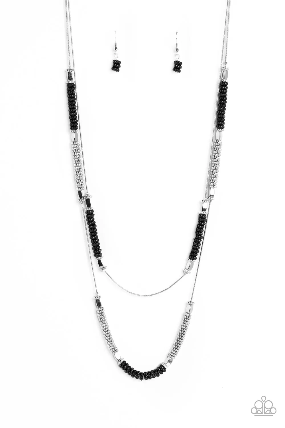 Caviar Chic Black & Silver Necklace - Paparazzi Accessories