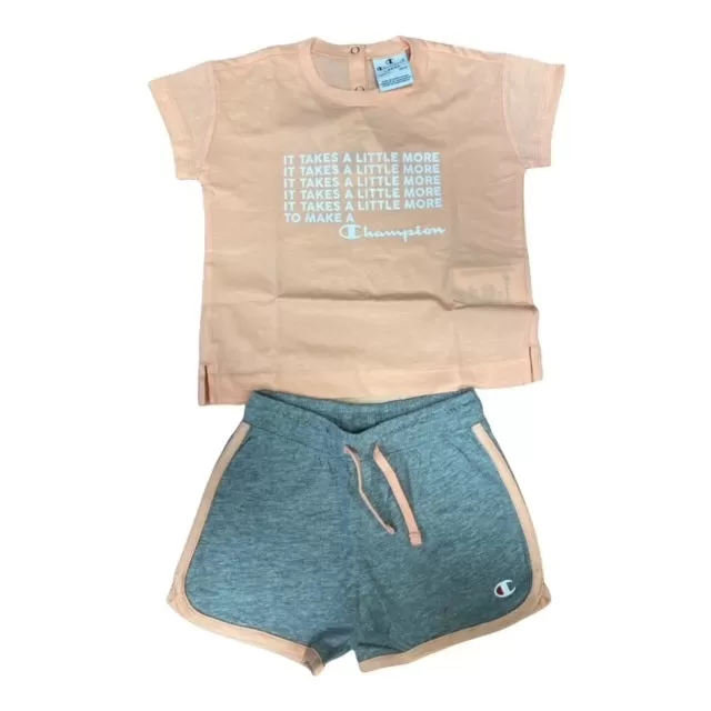 Champion complete Infant t-shirt and shorts 404391 PS012 PHP pink-grey