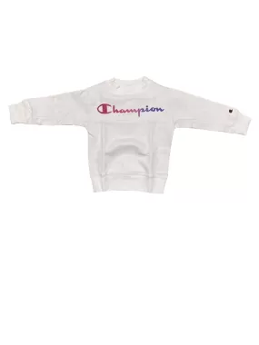 Champion Girls' crewneck sweatshirt with colorful print 404514 WW001 WHT white