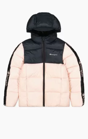 Champion Girls' hooded down jacket 404518 PS075 SFP/NBK pink-black