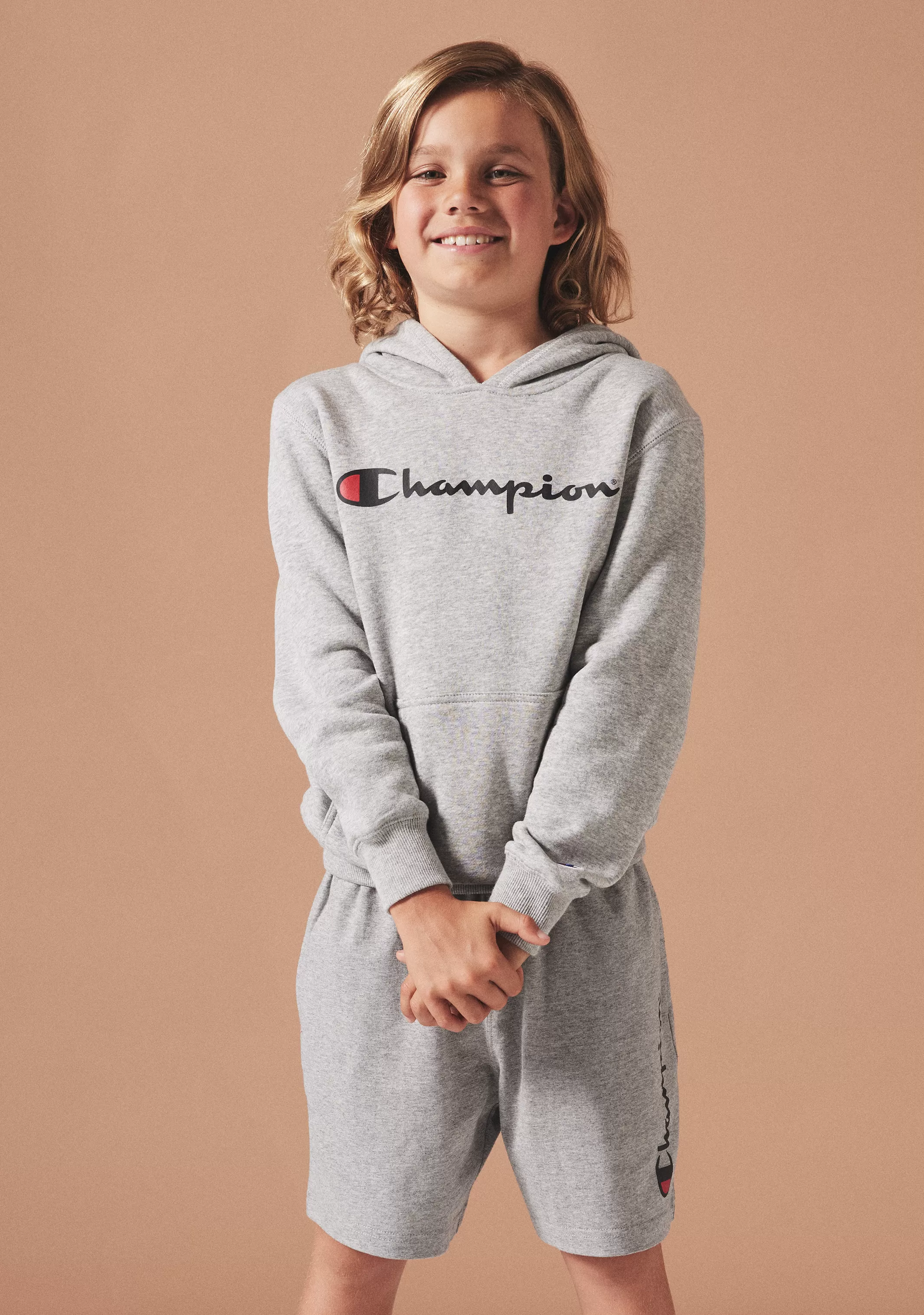 Champion Junior Script Hoodie <br> KX96N GREY