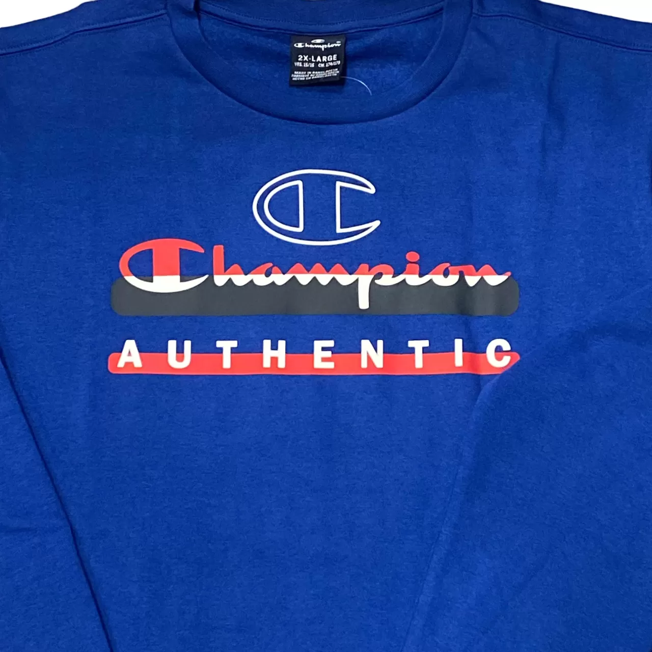 Champion lightweight cotton crewneck sweatshirt with logo on the chest Legacy 306513 BS025 electric blue