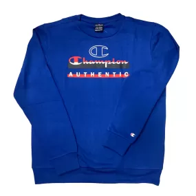 Champion lightweight cotton crewneck sweatshirt with logo on the chest Legacy 306513 BS025 electric blue