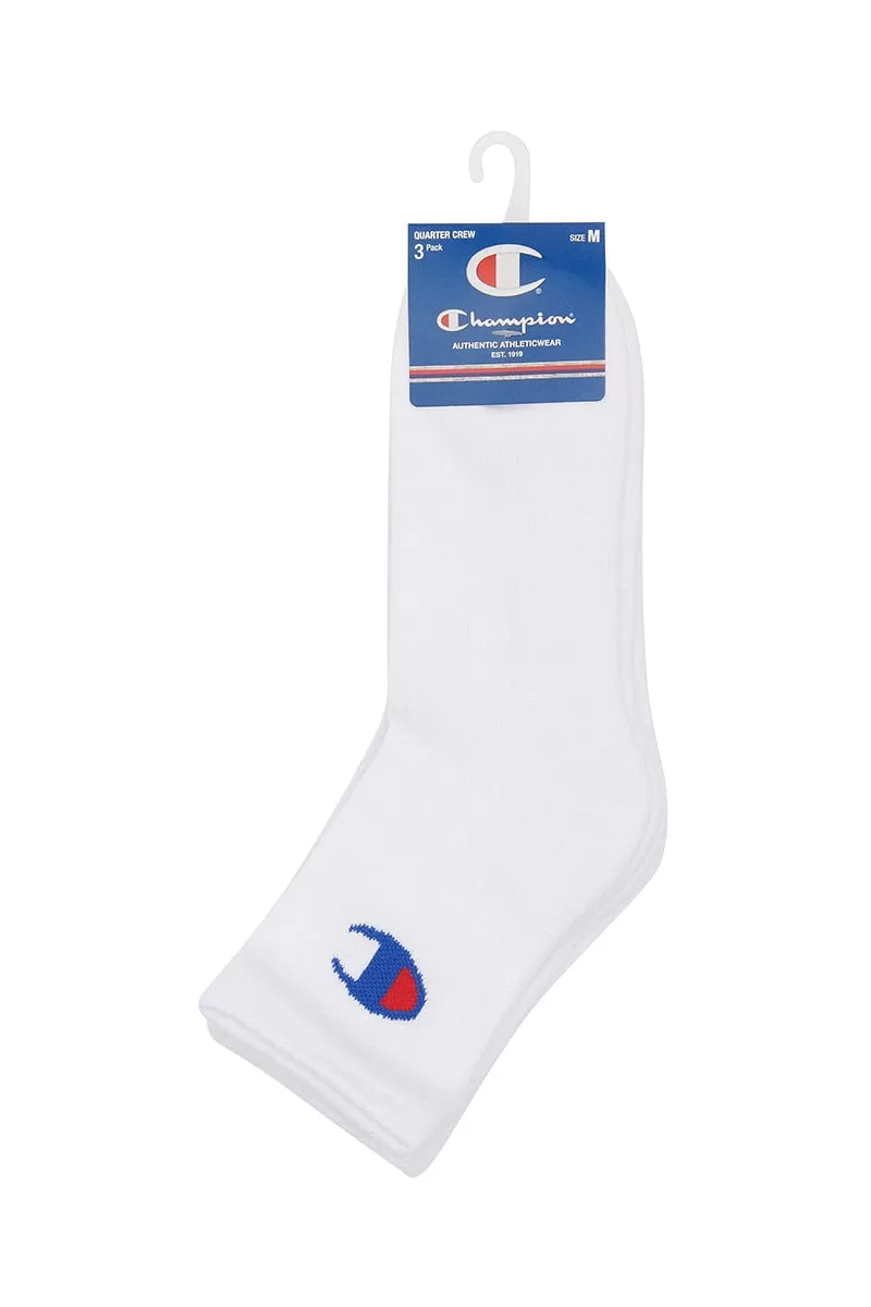 CHAMPION LOGO SPORT CREW 3PK WHITE SOCKS