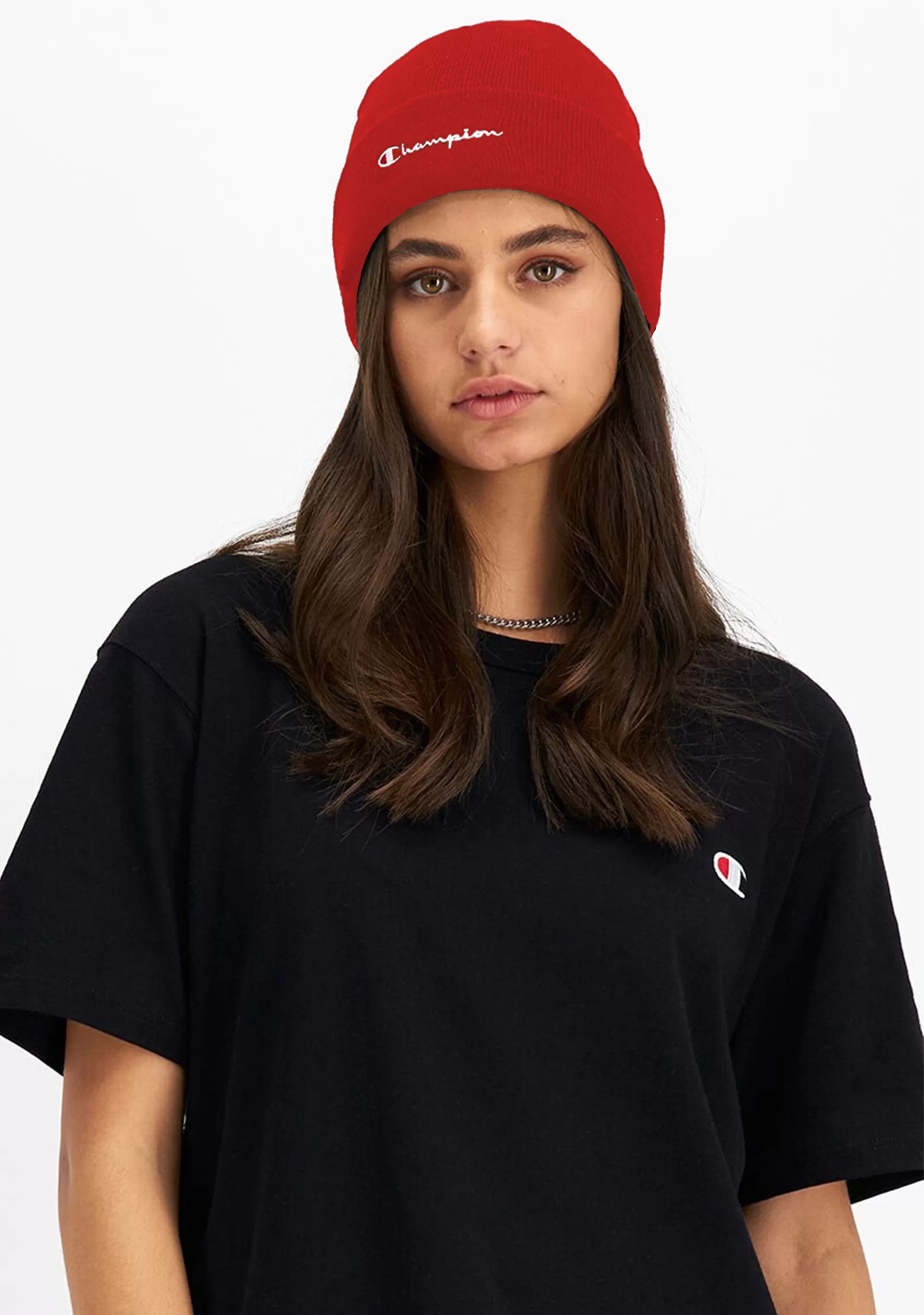 Champion Unisex Active Script Beanie <BR> ZYR8N RED