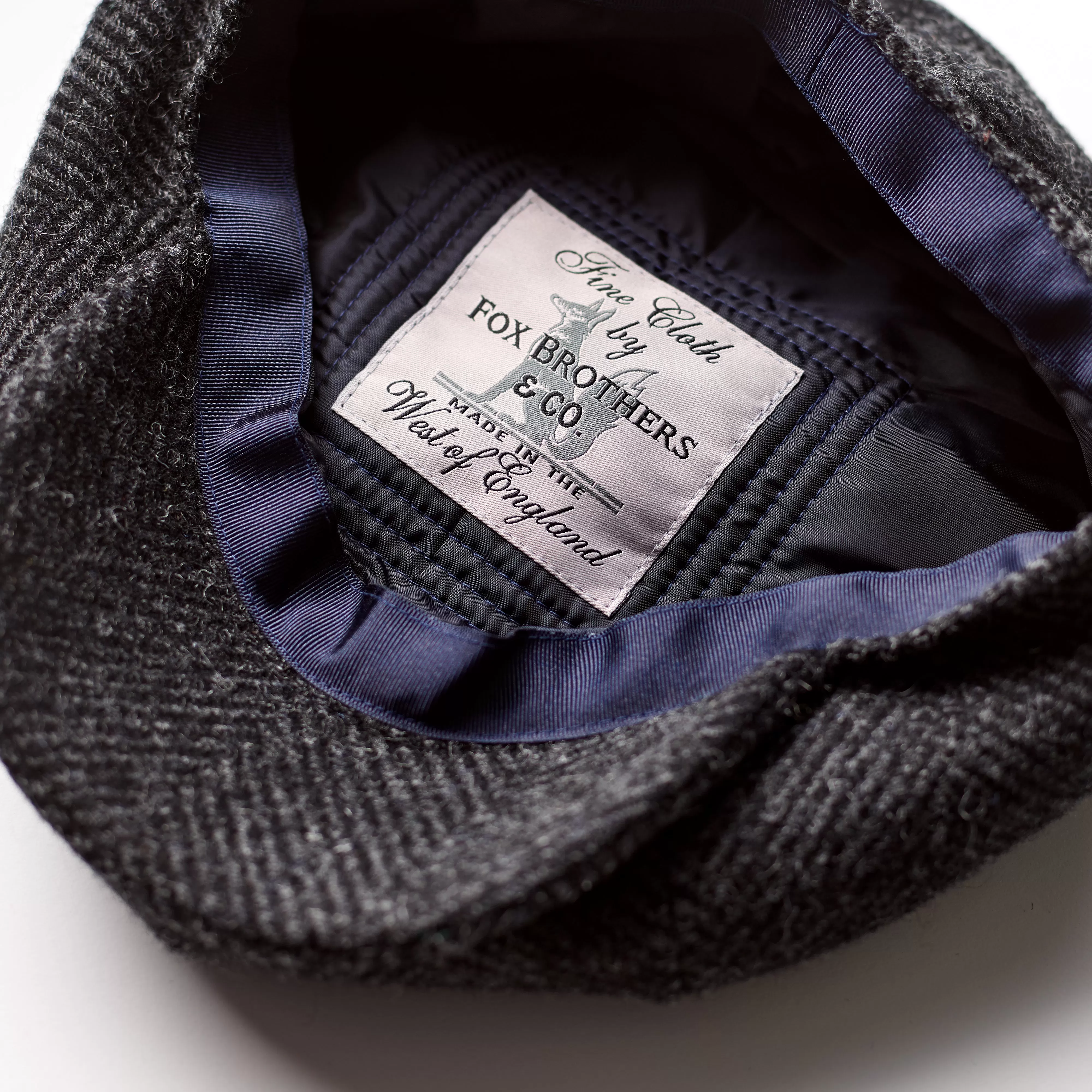 Charcoal and Black Herringbone Full Brimmed 30's 8 Panel Cap