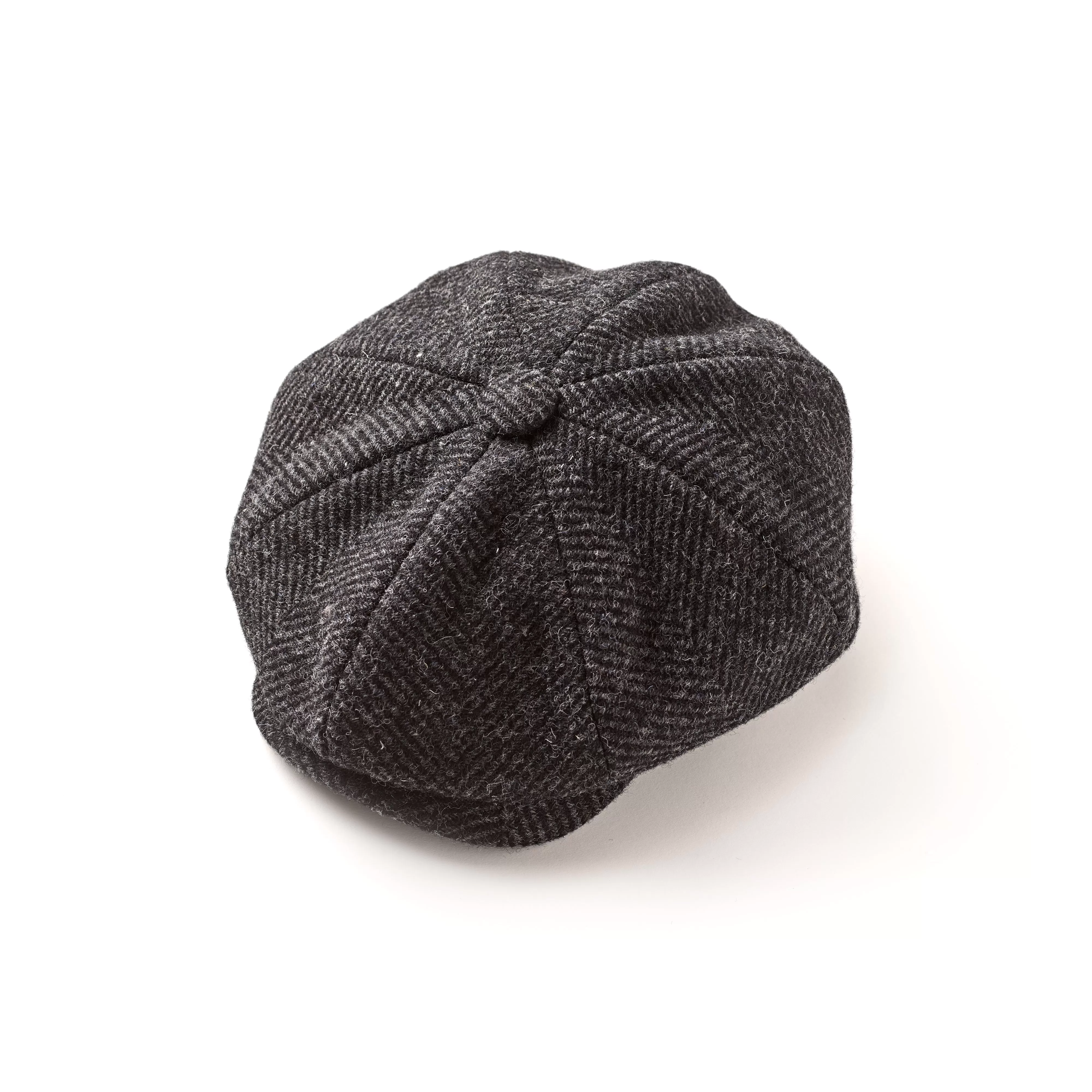 Charcoal and Black Herringbone Full Brimmed 30's 8 Panel Cap