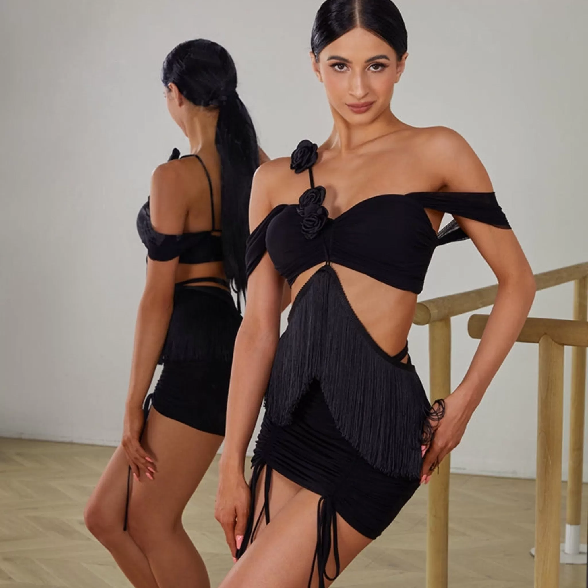 Chic Black Practice Dance Attire | 2415