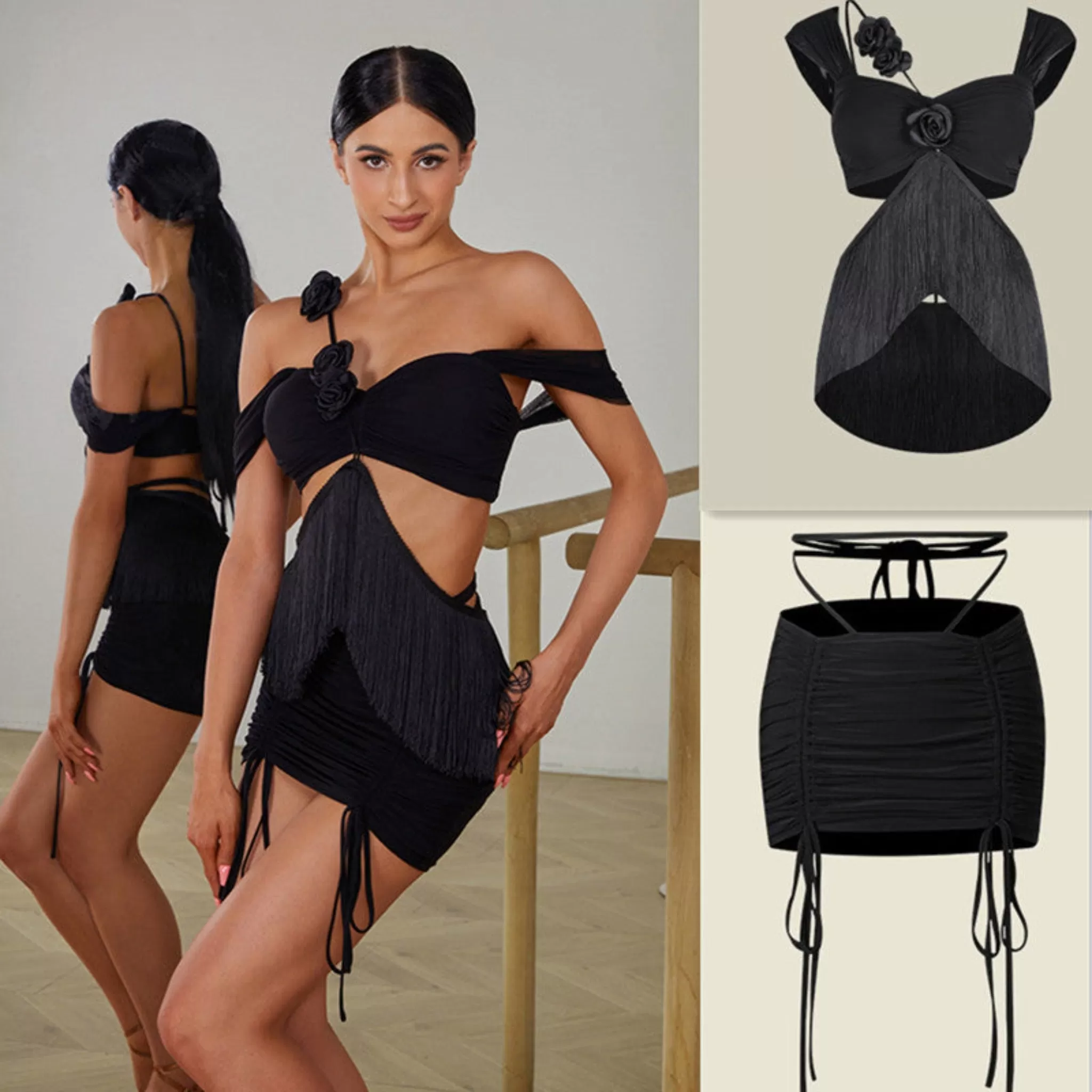 Chic Black Practice Dance Attire | 2415