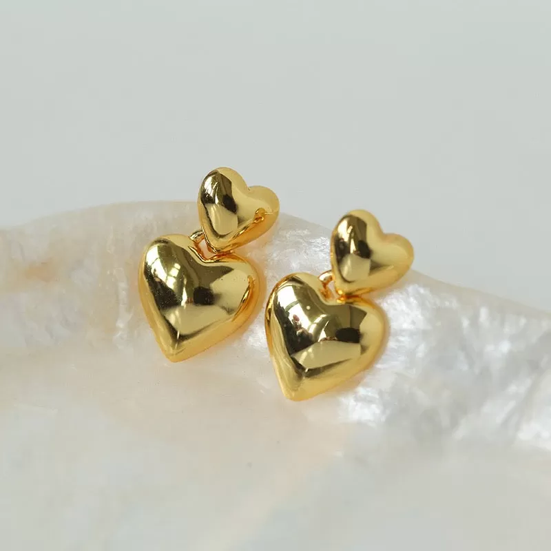 Chic Dual Heart Stud Earrings