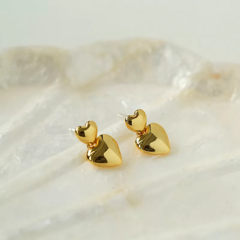 Chic Dual Heart Stud Earrings