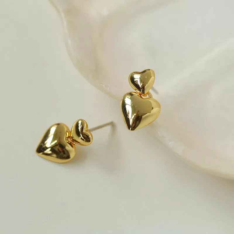 Chic Dual Heart Stud Earrings