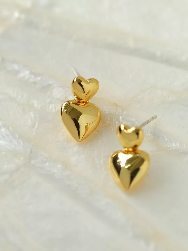 Chic Dual Heart Stud Earrings