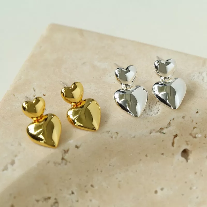 Chic Dual Heart Stud Earrings