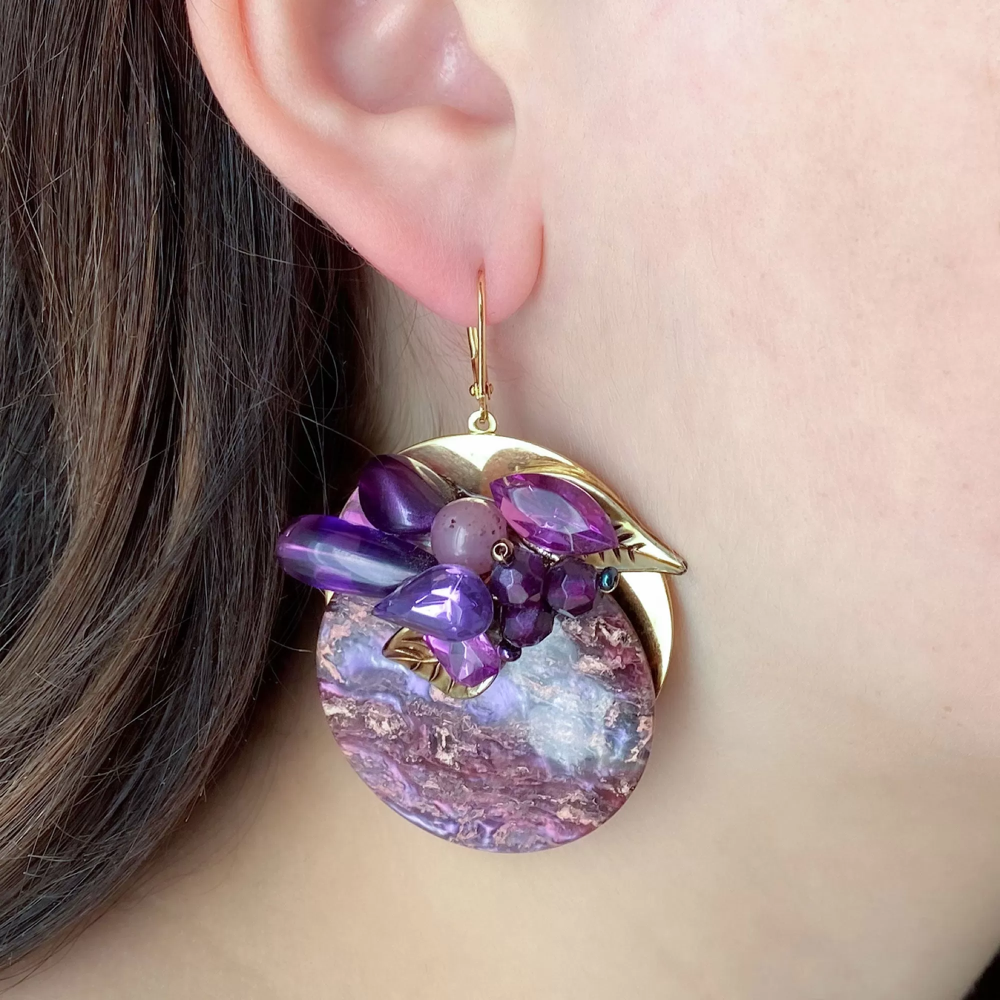 COULMAN purple statement earrings