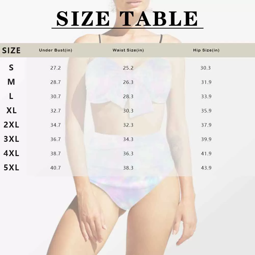 Custom Face Love Heart High Waist Bikini Personalized Chest Bow Two-piece Bikini Swimsuit Set