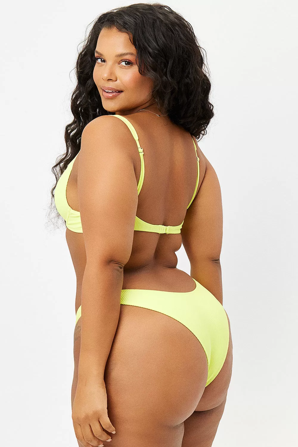 Dawson Ribbed Cheeky Bikini Bottom - Lemonade