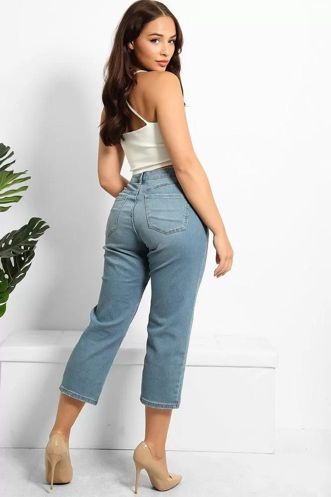 Denim Blue Cropped Summer Jeans