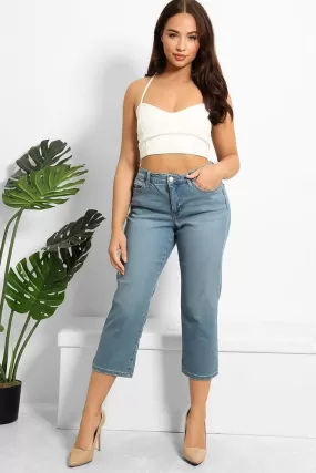 Denim Blue Cropped Summer Jeans