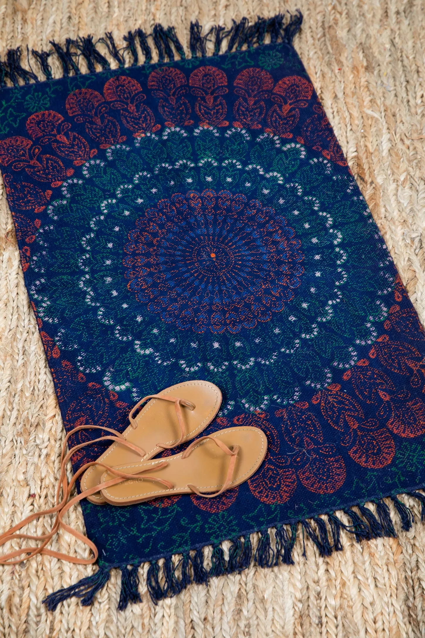 Dhurrie Woven Block Print Rug