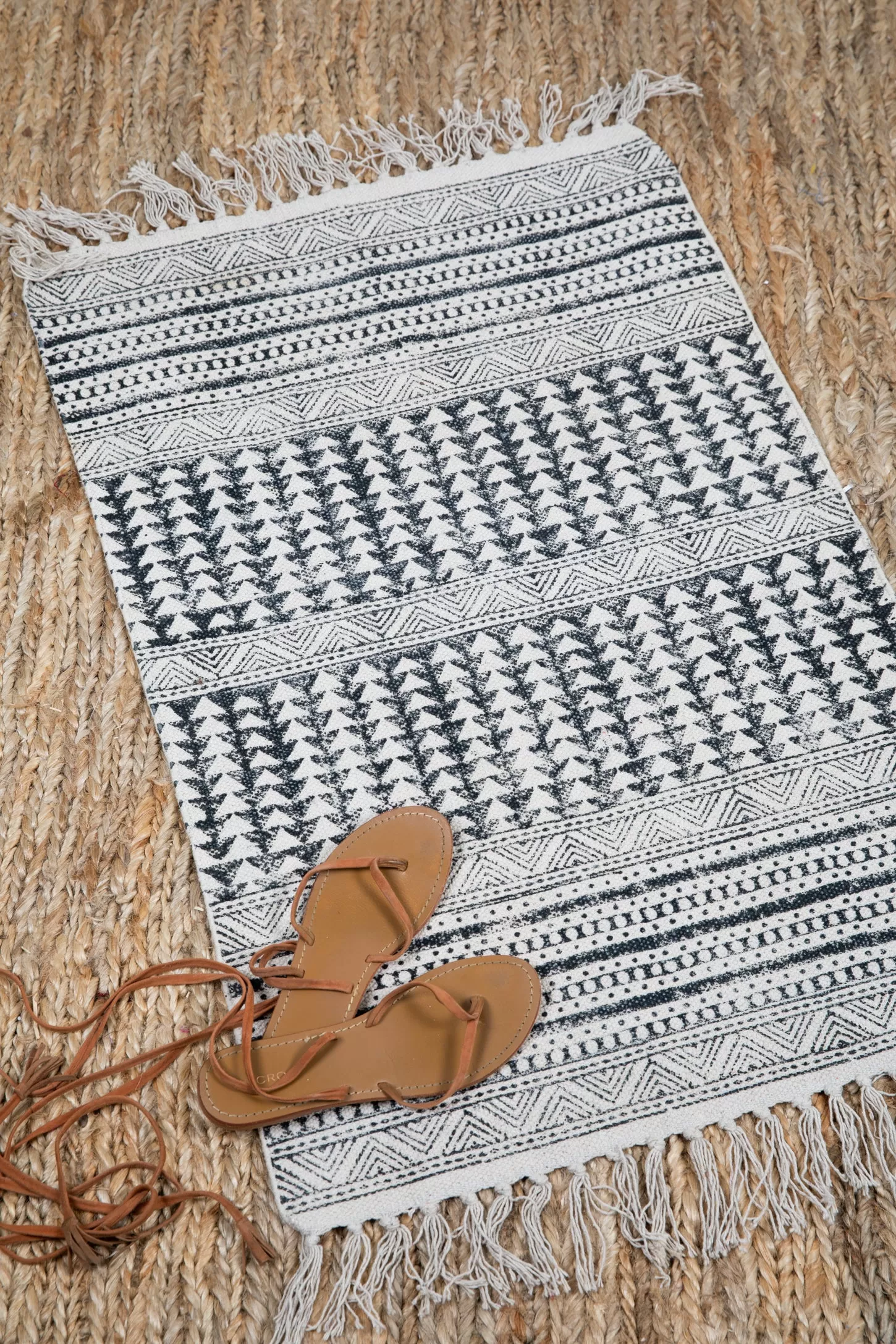 Dhurrie Woven Block Print Rug