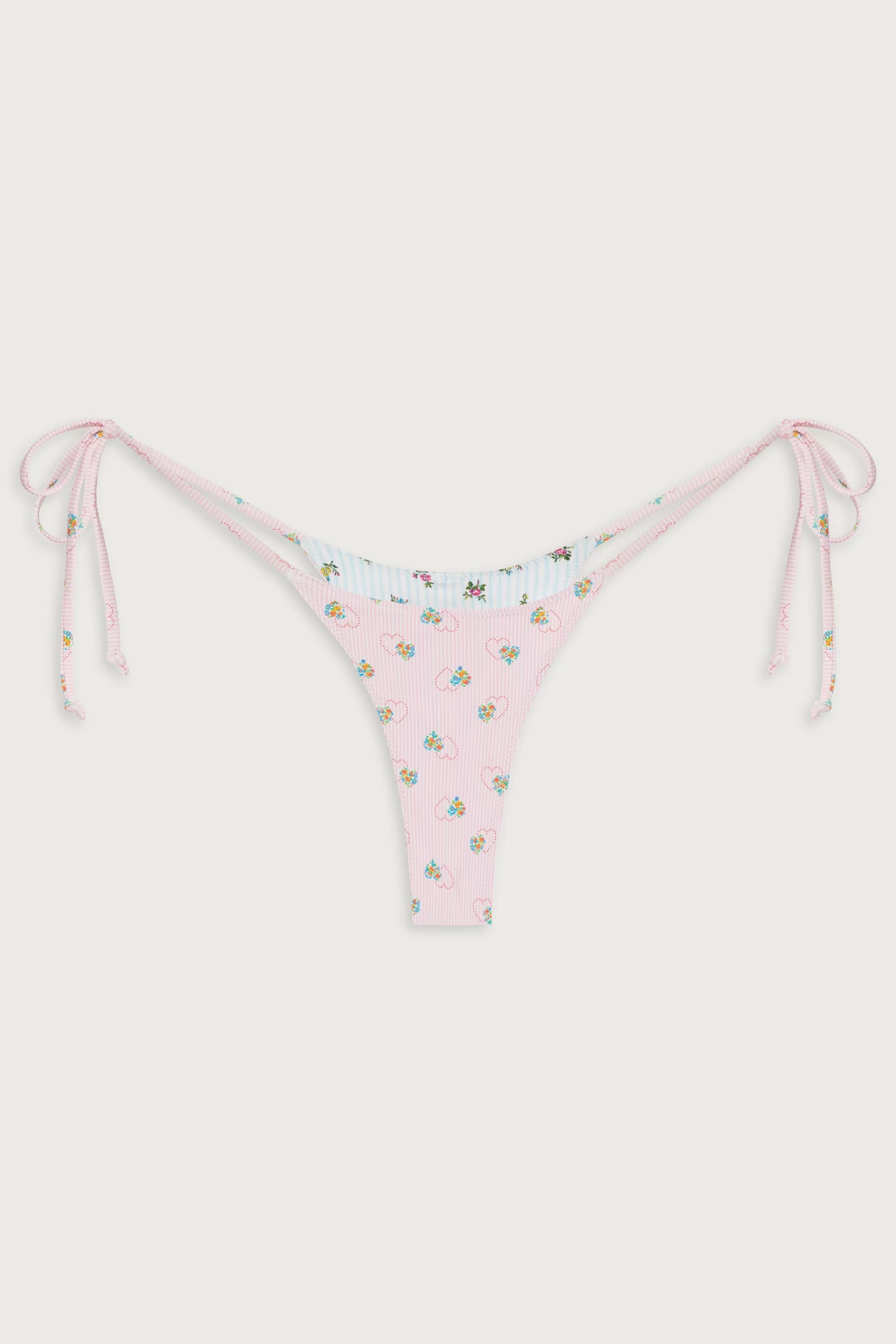 Divine Reversible Skimpy Bikini Bottom - Sweetheart Stripe