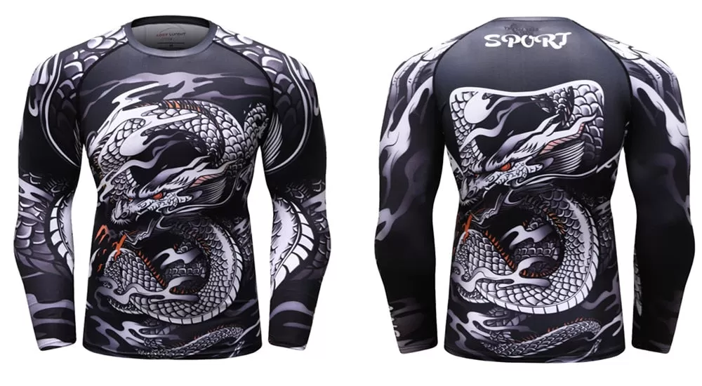 Dragon Compression 'Silver Dragon' Elite Long Sleeve Rashguard