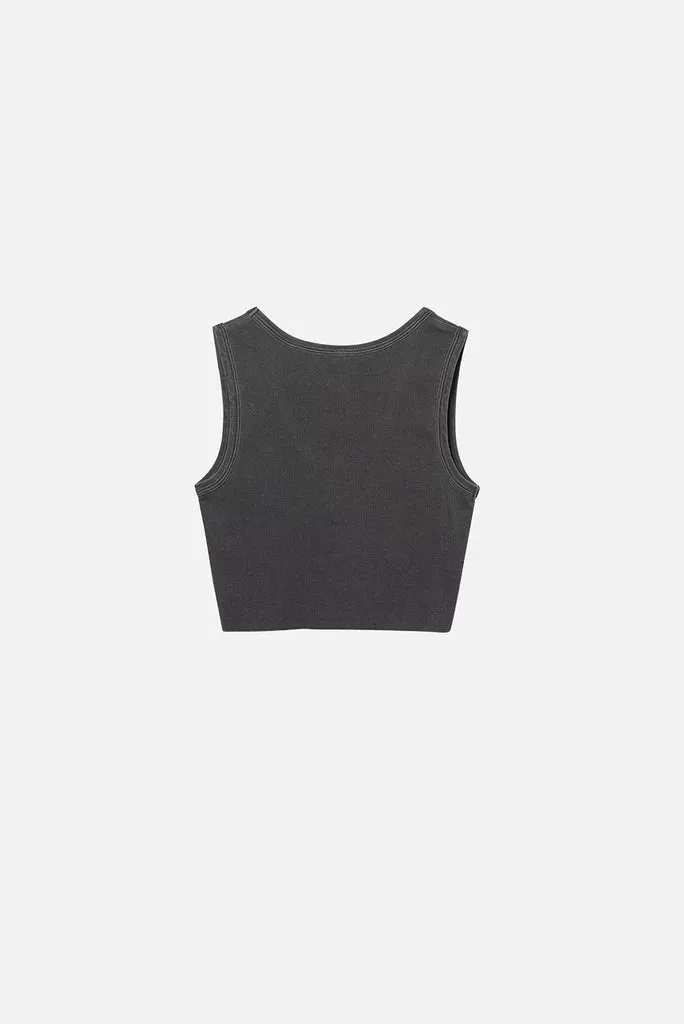 ELWOOD MALIBU CROP TANK AGED GREY RIB