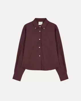 EMBROIDERED CHIC TAFFETA BOXY SHIRT / CACAO