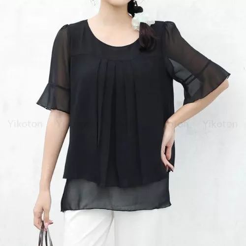 Fashion Tunic Dress Blouse - Black