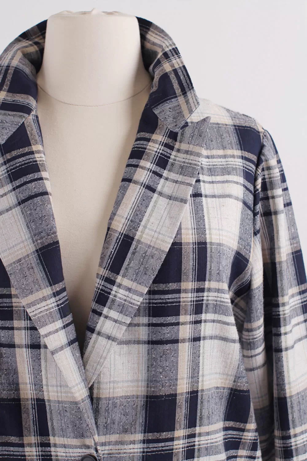 FB Blue Plaid Blazer Jacket