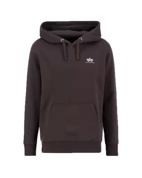 Felpa Uomo Alpha Industries Basic Hoody Small Logo Hunter Brown