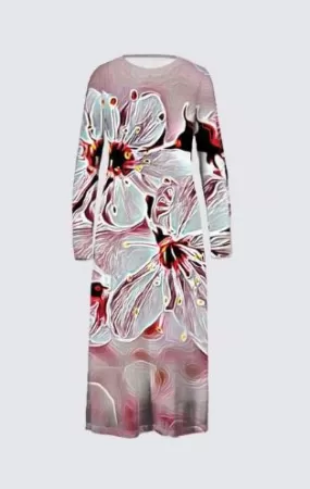 Floral Embosses: Pictorial Cherry Blossoms 01-03 Designer Daniela Maxi Dress